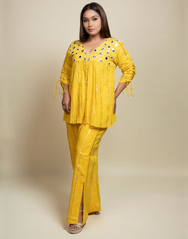 Crushed Mirror Embroidery Co-ord Set