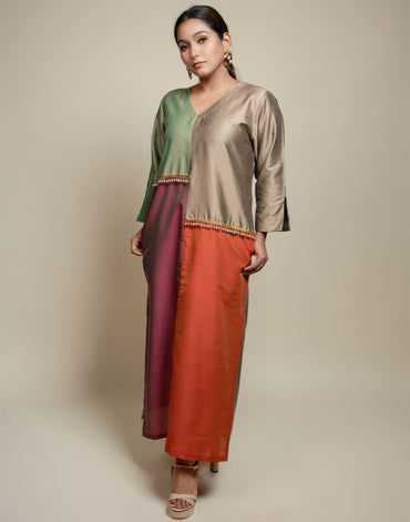 Jewel Toned Colorblock Maxi Dress