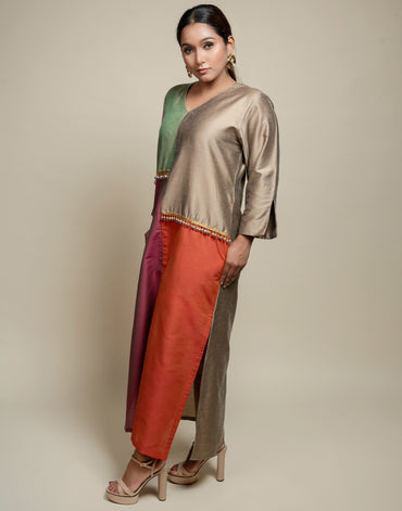 Jewel Toned Colorblock Maxi Dress